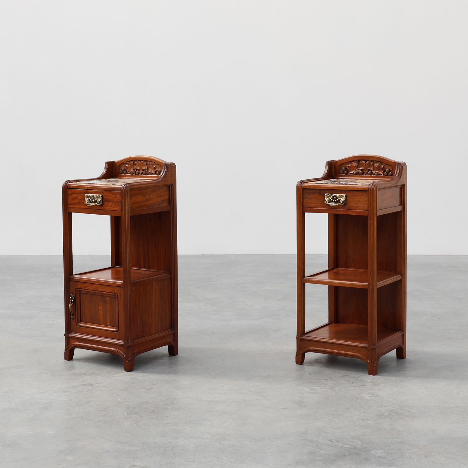 Pair Art Nouveau Nightstands with marble top by Paul Alexandre Dumas, France ca. 1910-img